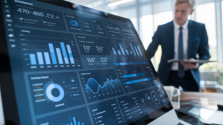 Dashboard view of a consultant management system showing analytics and insights for business strategy.