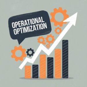 Illustration of gears and graph symbolizing operational optimization in consulting.